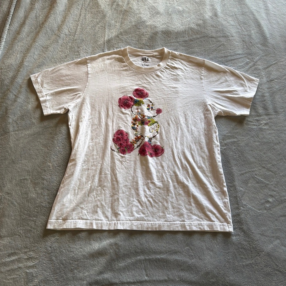 Disney x UNIQLO Mickey Mouse Floral T-Shirt White Unisex XL UT - F316